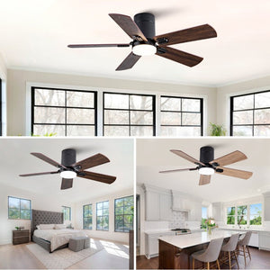 English Elm 42-Inch Flush Mount Ceiling Fan Dimmable LED Remote DC Motor Reversible Blades Indoor Outdoor W2991P397453