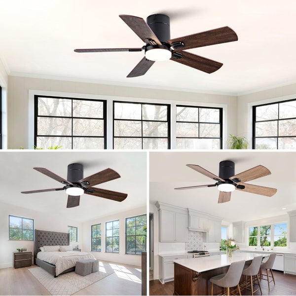English Elm 42-Inch Flush Mount Ceiling Fan Dimmable LED Remote DC Motor Reversible Blades Indoor Outdoor W2991P397453