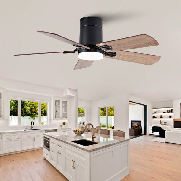 English Elm 42-Inch Flush Mount Ceiling Fan Dimmable LED Remote DC Motor Reversible Blades Indoor Outdoor W2991P397453