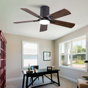 English Elm 42-Inch Flush Mount Ceiling Fan Dimmable LED Remote DC Motor Reversible Blades Indoor Outdoor W2991P397453