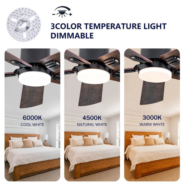 English Elm 42-Inch Flush Mount Ceiling Fan Dimmable LED Remote DC Motor Reversible Blades Indoor Outdoor W2991P397453