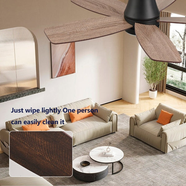English Elm 32-Inch Flush Mount Ceiling Fan Dimmable Light Remote DC Motor Walnut Blades Matte Black W2991P397568