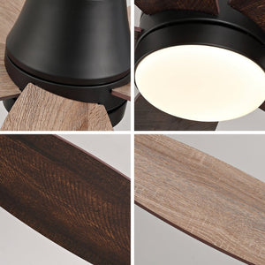 English Elm 32-Inch Flush Mount Ceiling Fan Dimmable Light Remote DC Motor Walnut Blades Matte Black W2991P397568
