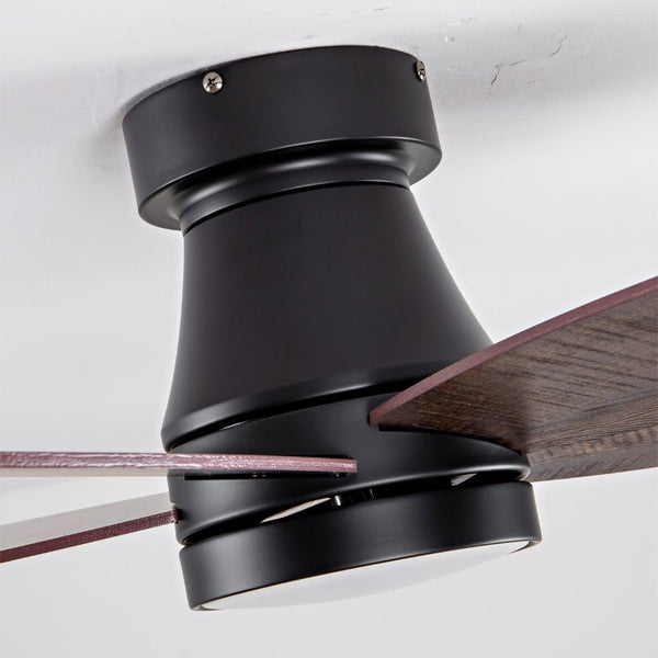 English Elm Ceiling Fan with Remote 32 Inch Flush Mount Dimmable LED Light Matte Black Modern W2991P397571