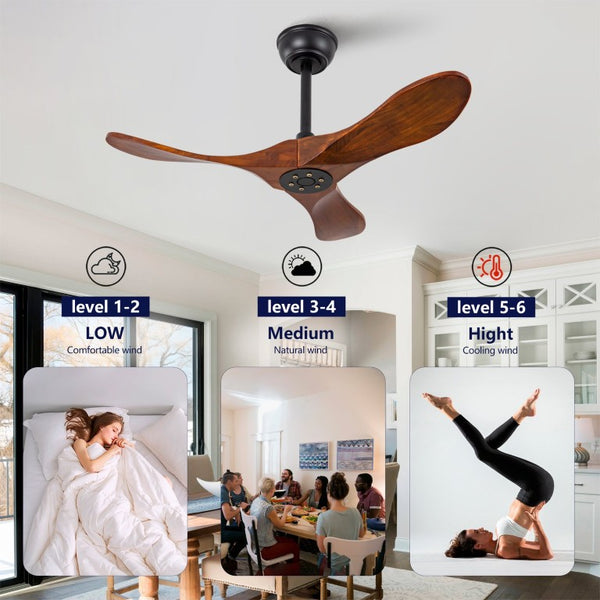 English Elm 36 Inch Solid Sycamore Wood Ceiling Fan Outdoor Water Resistant with Remote Control W2991P406706