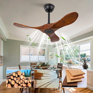 English Elm 36 Inch Solid Sycamore Wood Ceiling Fan Outdoor Water Resistant with Remote Control W2991P406706