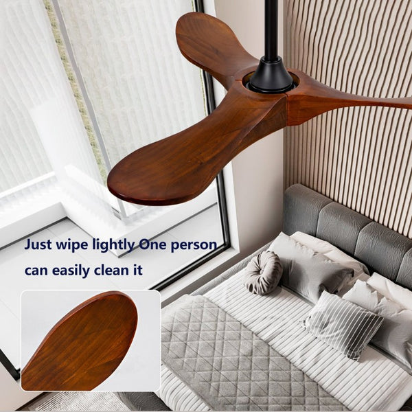 English Elm 36 Inch Solid Sycamore Wood Ceiling Fan Outdoor Water Resistant with Remote Control W2991P406706
