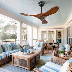 English Elm 36 Inch Solid Sycamore Wood Ceiling Fan Outdoor Water Resistant with Remote Control W2991P406706