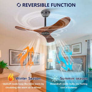 English Elm 36 Inch Solid Sycamore Wood Ceiling Fan Outdoor Water Resistant with Remote Control W2991P406706
