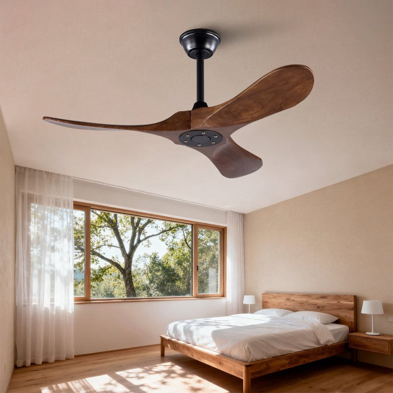 English Elm 42 Inch Solid Sycamore Wood Outdoor Ceiling Fan with Remote and Silent DC Motor W2991P406707