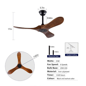 English Elm 42 Inch Solid Sycamore Wood Outdoor Ceiling Fan with Remote and Silent DC Motor W2991P406707