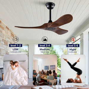 English Elm 42 Inch Solid Sycamore Wood Outdoor Ceiling Fan with Remote and Silent DC Motor W2991P406707