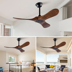 English Elm 42 Inch Solid Sycamore Wood Outdoor Ceiling Fan with Remote and Silent DC Motor W2991P406707