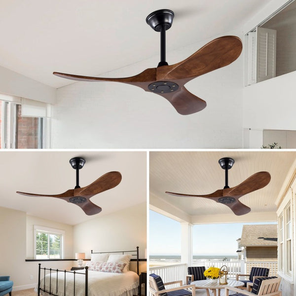 English Elm 42 Inch Solid Sycamore Wood Outdoor Ceiling Fan with Remote and Silent DC Motor W2991P406707