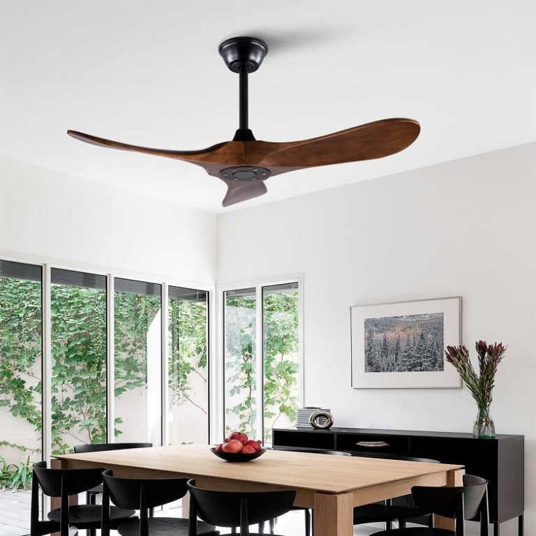 English Elm 42 Inch Solid Sycamore Wood Outdoor Ceiling Fan with Remote and Silent DC Motor W2991P406707