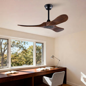 English Elm 42 Inch Solid Sycamore Wood Outdoor Ceiling Fan with Remote and Silent DC Motor W2991P406707