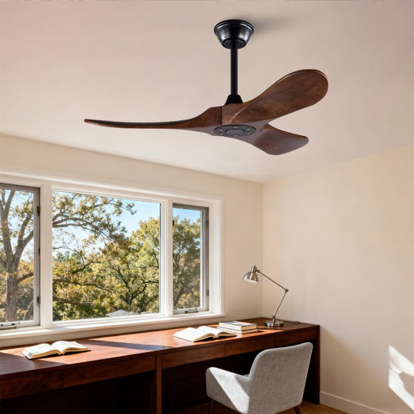 English Elm 42 Inch Solid Sycamore Wood Outdoor Ceiling Fan with Remote and Silent DC Motor W2991P406707