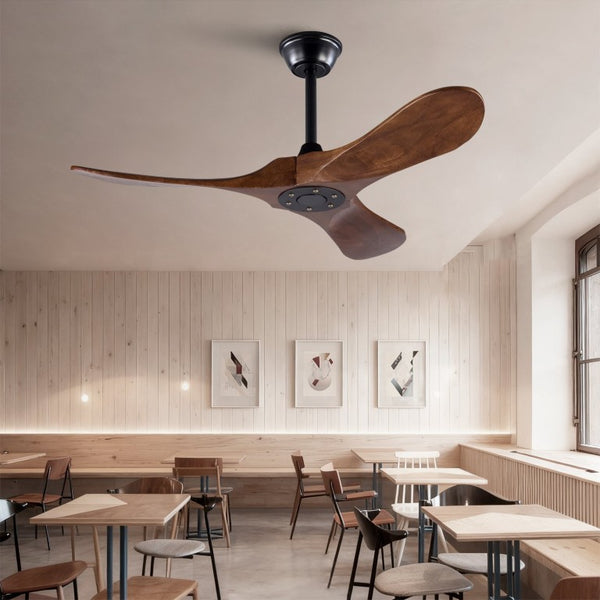 English Elm 42 Inch Solid Sycamore Wood Outdoor Ceiling Fan with Remote and Silent DC Motor W2991P406707