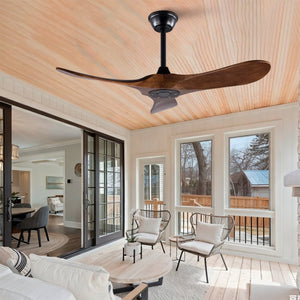 English Elm 42 Inch Solid Sycamore Wood Outdoor Ceiling Fan with Remote and Silent DC Motor W2991P406707