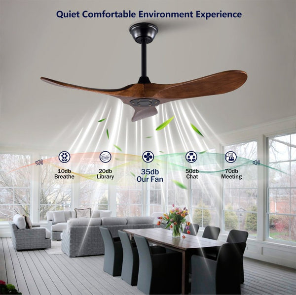 English Elm 42 Inch Solid Sycamore Wood Outdoor Ceiling Fan with Remote and Silent DC Motor W2991P406707