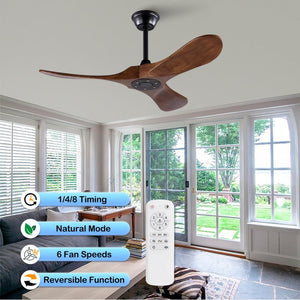 English Elm 42 Inch Solid Sycamore Wood Outdoor Ceiling Fan with Remote and Silent DC Motor W2991P406707