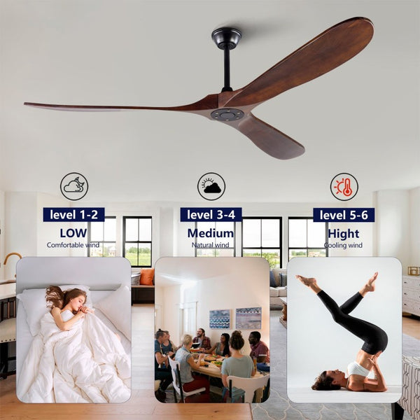 English Elm 72-Inch Solid Wood Blade Ceiling Fan with DC Motor Remote and Walnut Finish for Large Spaces W2991P406709