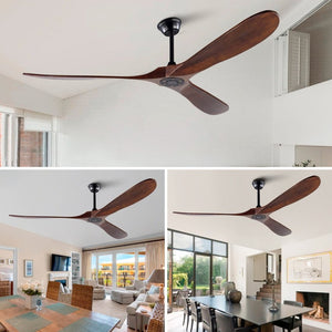English Elm 72-Inch Solid Wood Blade Ceiling Fan with DC Motor Remote and Walnut Finish for Large Spaces W2991P406709