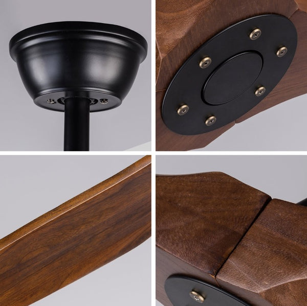 English Elm 72-Inch Solid Wood Blade Ceiling Fan with DC Motor Remote and Walnut Finish for Large Spaces W2991P406709