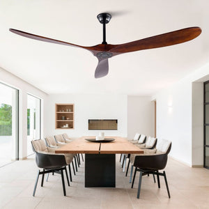English Elm 72-Inch Solid Wood Blade Ceiling Fan with DC Motor Remote and Walnut Finish for Large Spaces W2991P406709