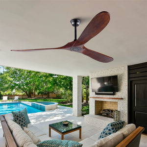 English Elm 72-Inch Solid Wood Blade Ceiling Fan with DC Motor Remote and Walnut Finish for Large Spaces W2991P406709