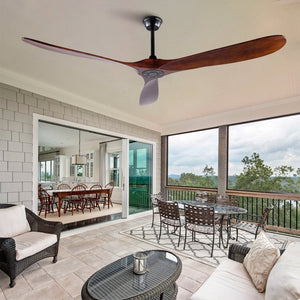 English Elm 72-Inch Solid Wood Blade Ceiling Fan with DC Motor Remote and Walnut Finish for Large Spaces W2991P406709