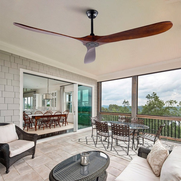 English Elm 72-Inch Solid Wood Blade Ceiling Fan with DC Motor Remote and Walnut Finish for Large Spaces W2991P406709