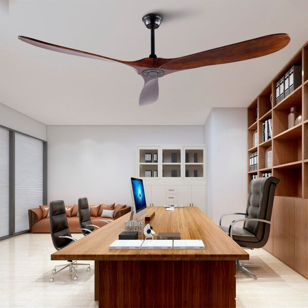 English Elm 72-Inch Solid Wood Blade Ceiling Fan with DC Motor Remote and Walnut Finish for Large Spaces W2991P406709