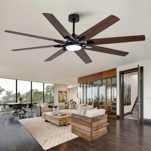 English Elm Large 72 Inch Outdoor Ceiling Fan Dimmable Light Dual Finish 8 Blade Quiet DC Motor W2991P406728