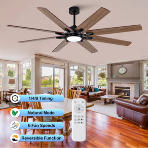 English Elm Large 72 Inch Outdoor Ceiling Fan Dimmable Light Dual Finish 8 Blade Quiet DC Motor W2991P406728