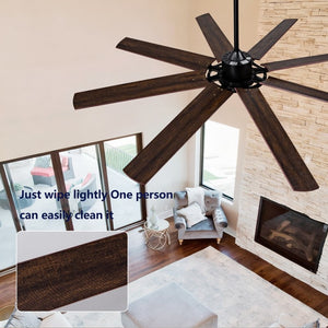 English Elm Large 72 Inch Outdoor Ceiling Fan Dimmable Light Dual Finish 8 Blade Quiet DC Motor W2991P406728