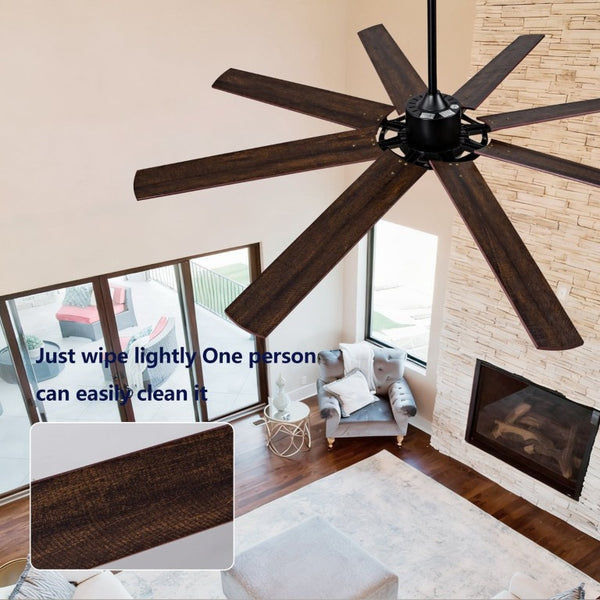 English Elm Large 72 Inch Outdoor Ceiling Fan Dimmable Light Dual Finish 8 Blade Quiet DC Motor W2991P406728