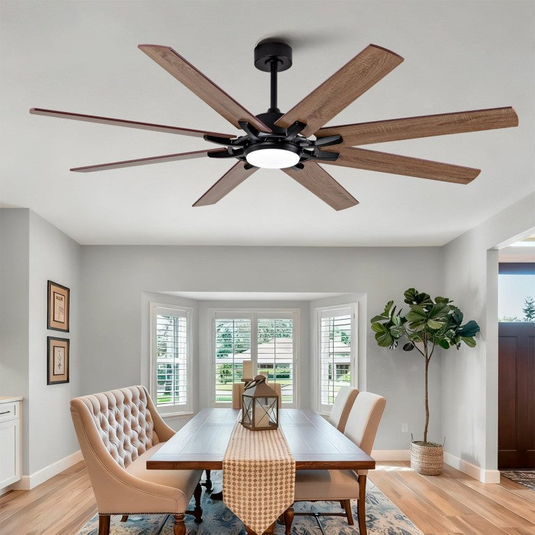 English Elm Large 72 Inch Outdoor Ceiling Fan Dimmable Light Dual Finish 8 Blade Quiet DC Motor W2991P406728