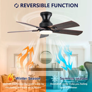 English Elm Hot 42 Inch Flush Mount Ceiling Fan Dimmable LED Light Remote DC Motor Bedroom W2991P406904