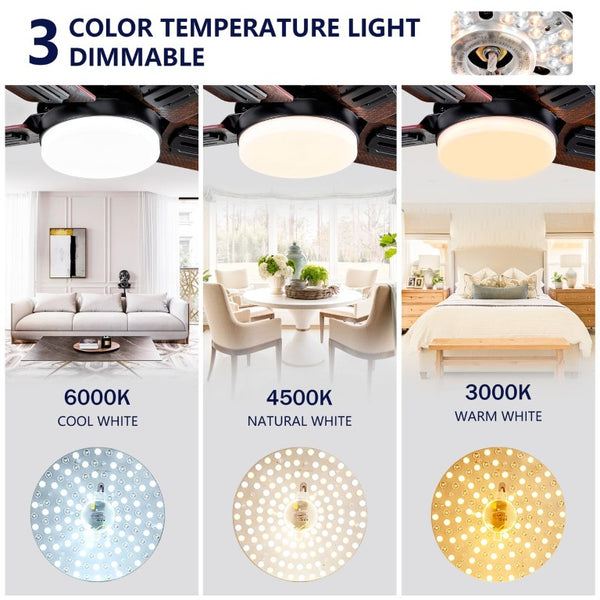 English Elm Hot 42 Inch Flush Mount Ceiling Fan Dimmable LED Light Remote DC Motor Bedroom W2991P406904