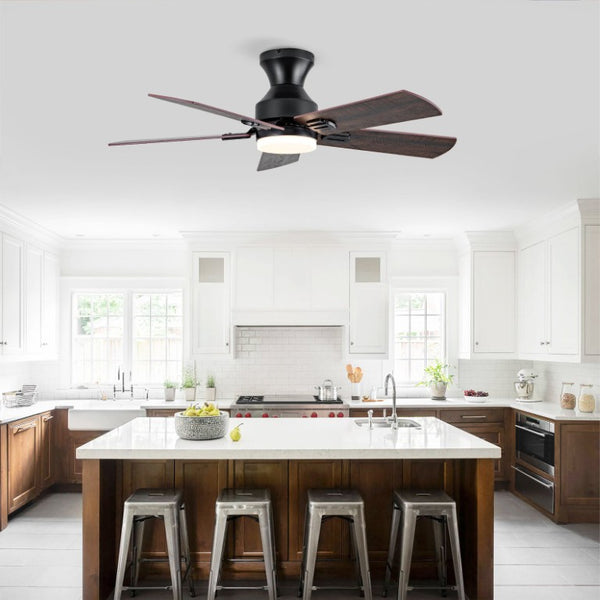 English Elm Hot 42 Inch Flush Mount Ceiling Fan Dimmable LED Light Remote DC Motor Bedroom W2991P406904