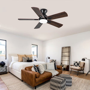 English Elm Hot 42 Inch Flush Mount Ceiling Fan Dimmable LED Light Remote DC Motor Bedroom W2991P406904