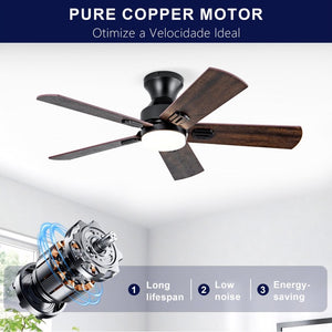 English Elm Hot 42 Inch Flush Mount Ceiling Fan Dimmable LED Light Remote DC Motor Bedroom W2991P406904
