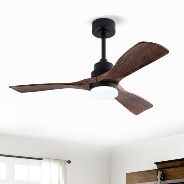 English Elm Hot 42 Inch Matte Black Ceiling Fan with LED Light Remote Walnut Blades Farmhouse Modern Black - A W2991P406905