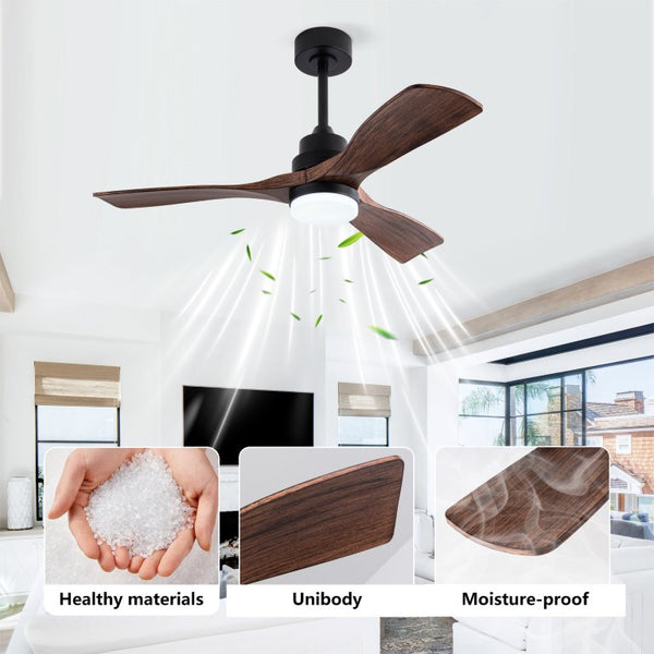 English Elm Hot 42 Inch Matte Black Ceiling Fan with LED Light Remote Walnut Blades Farmhouse Modern Black - A W2991P406905