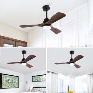 English Elm Hot 42 Inch Matte Black Ceiling Fan with LED Light Remote Walnut Blades Farmhouse Modern Black - A W2991P406905