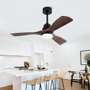 English Elm Hot 42 Inch Matte Black Ceiling Fan with LED Light Remote Walnut Blades Farmhouse Modern Black - A W2991P406905