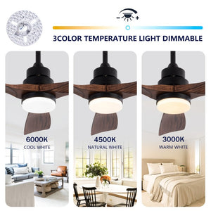 English Elm Hot 42 Inch Matte Black Ceiling Fan with LED Light Remote Walnut Blades Farmhouse Modern Black - A W2991P406905
