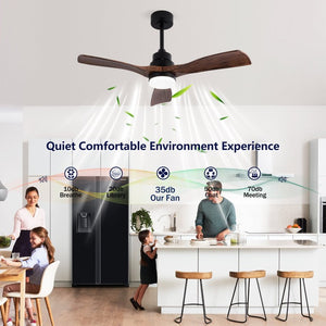 English Elm Hot 42 Inch Matte Black Ceiling Fan with LED Light Remote Walnut Blades Farmhouse Modern Black - A W2991P406905