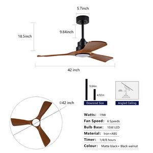 English Elm Hot 42 Inch Matte Black Ceiling Fan Dimmable LED DC Motor Remote Six Speed W2991P406906